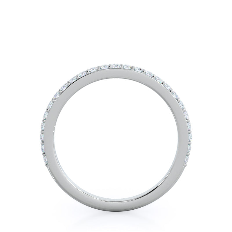 Three Stone Tapered Baguette Diamond Wedding Band with Platinum Cut Diamond in 14KT Platinum view 2
