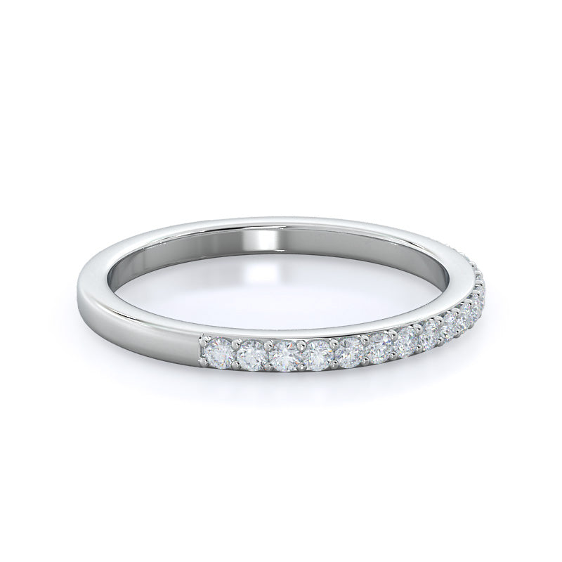 Three Stone Tapered Baguette Diamond Wedding Band with Platinum Cut Diamond in 14KT Platinum view 4
