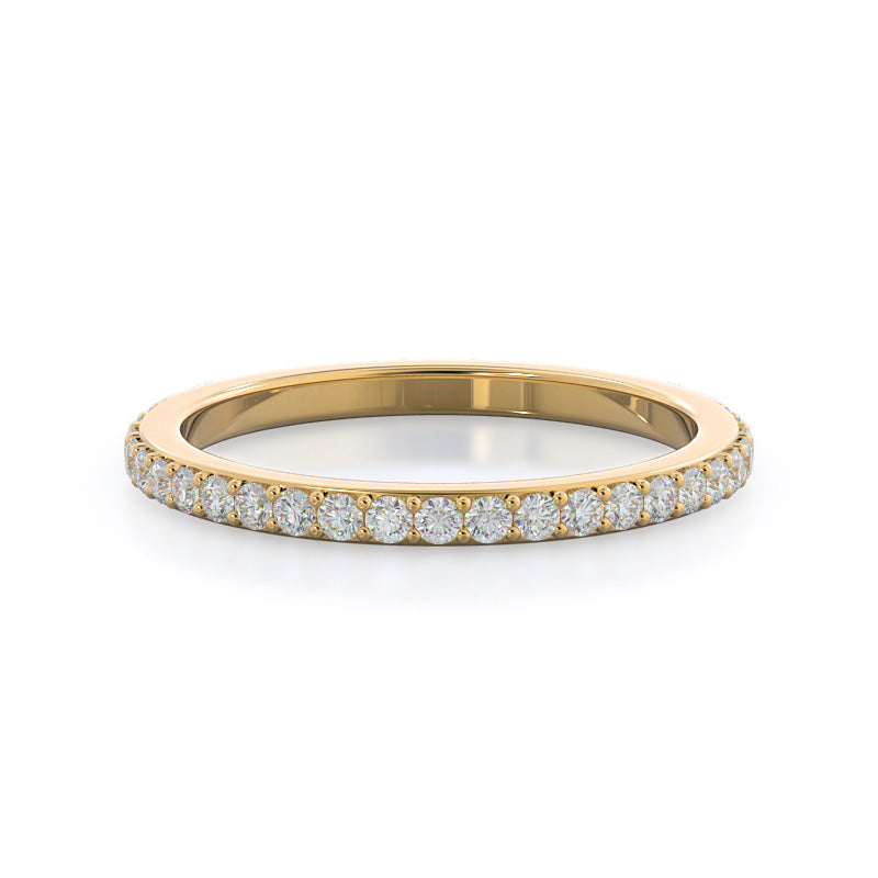 Three Stone Tapered Baguette Diamond Wedding Band with 18KT Yellow Gold Cut Diamond in 14KT Yellow Gold view 1
