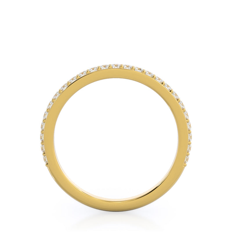 Three Stone Tapered Baguette Diamond Wedding Band with 18KT Yellow Gold Cut Diamond in 14KT Yellow Gold view 2
