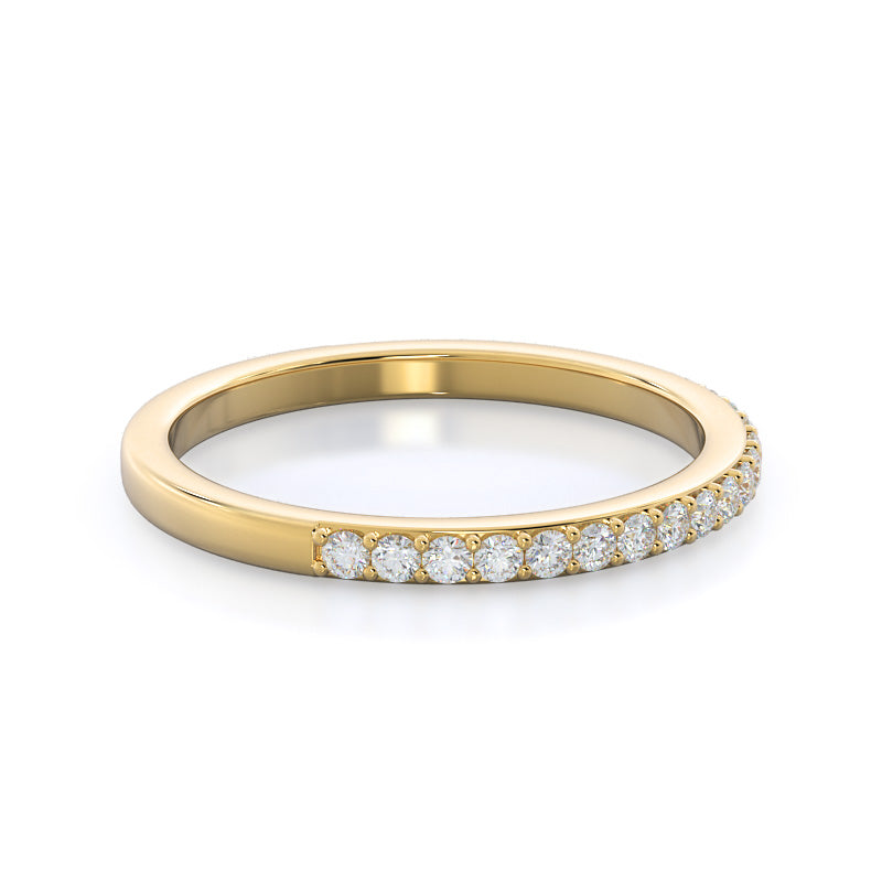 Three Stone Tapered Baguette Diamond Wedding Band with 18KT Yellow Gold Cut Diamond in 14KT Yellow Gold view 4
