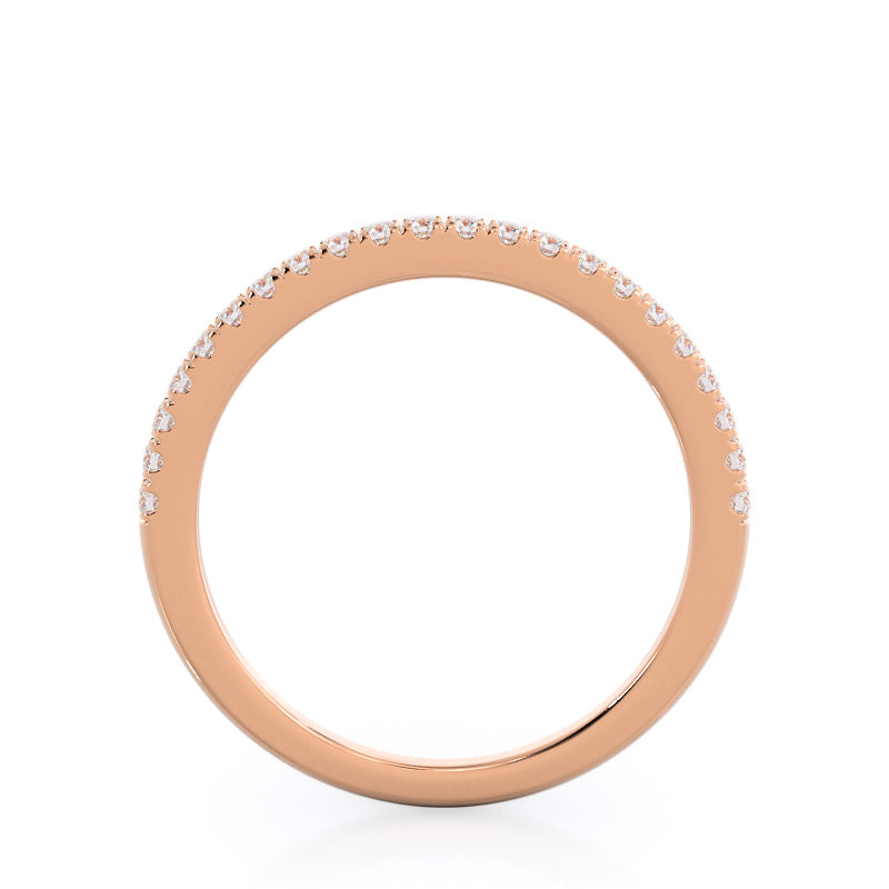 Three Stone Pear Diamond Wedding Band with 18KT Rose Gold Cut Diamond in 14KT Rose Gold view 2
