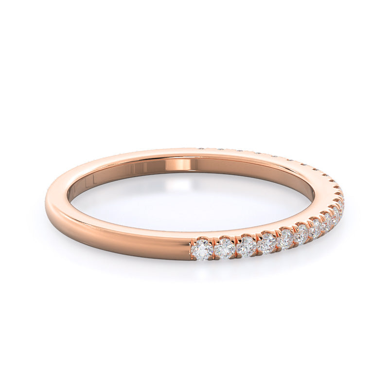 Three Stone Pear Diamond Wedding Band with 18KT Rose Gold Cut Diamond in 14KT Rose Gold view 4
