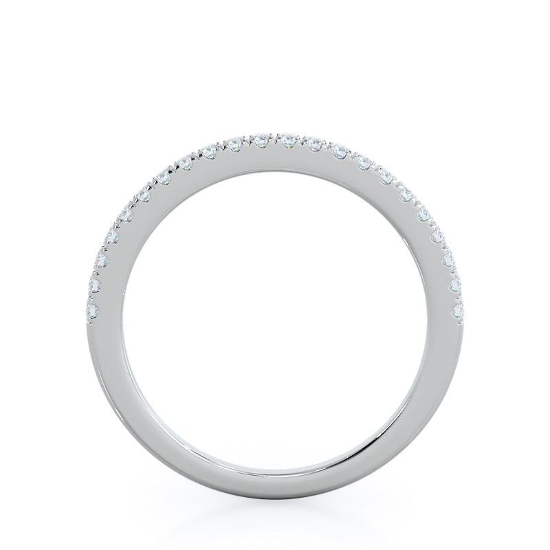 Three Stone Pear Diamond Wedding Band with Platinum Cut Diamond in 14KT Platinum view 2
