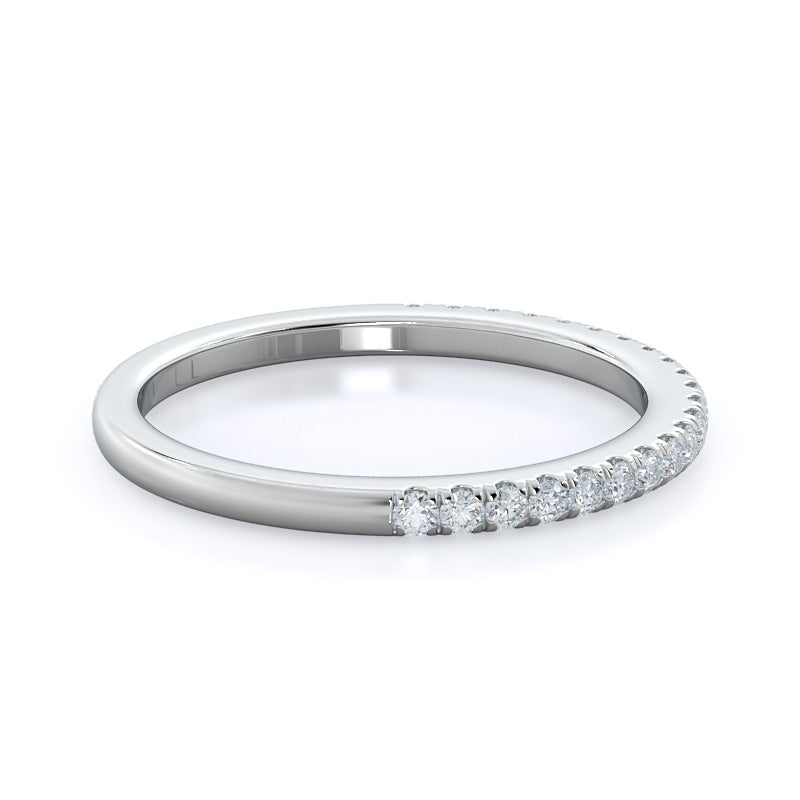 Three Stone Pear Diamond Wedding Band with Platinum Cut Diamond in 14KT Platinum view 4
