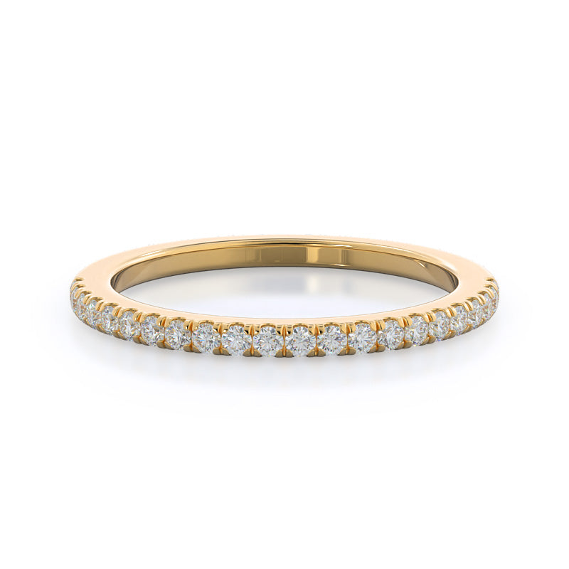 Three Stone Pear Diamond Wedding Band with 18KT Yellow Gold Cut Diamond in 14KT Yellow Gold view 1
