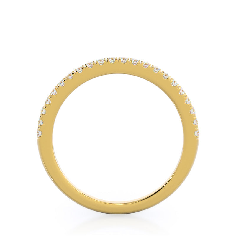 Three Stone Pear Diamond Wedding Band with 18KT Yellow Gold Cut Diamond in 14KT Yellow Gold view 2
