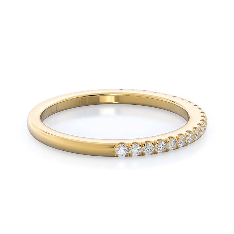 Three Stone Pear Diamond Wedding Band with 18KT Yellow Gold Cut Diamond in 14KT Yellow Gold view 4
