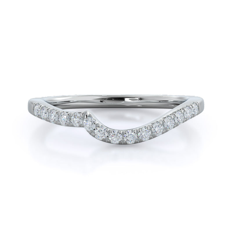 Twisting Halo Tristone Diamond Wedding Band with Platinum Cut Diamond in 14KT Platinum view 1
