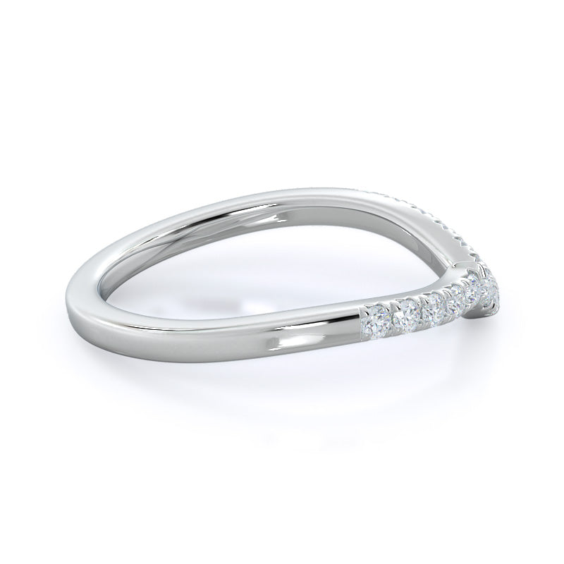 Twisting Halo Tristone Diamond Wedding Band with Platinum Cut Diamond in 14KT Platinum view 4
