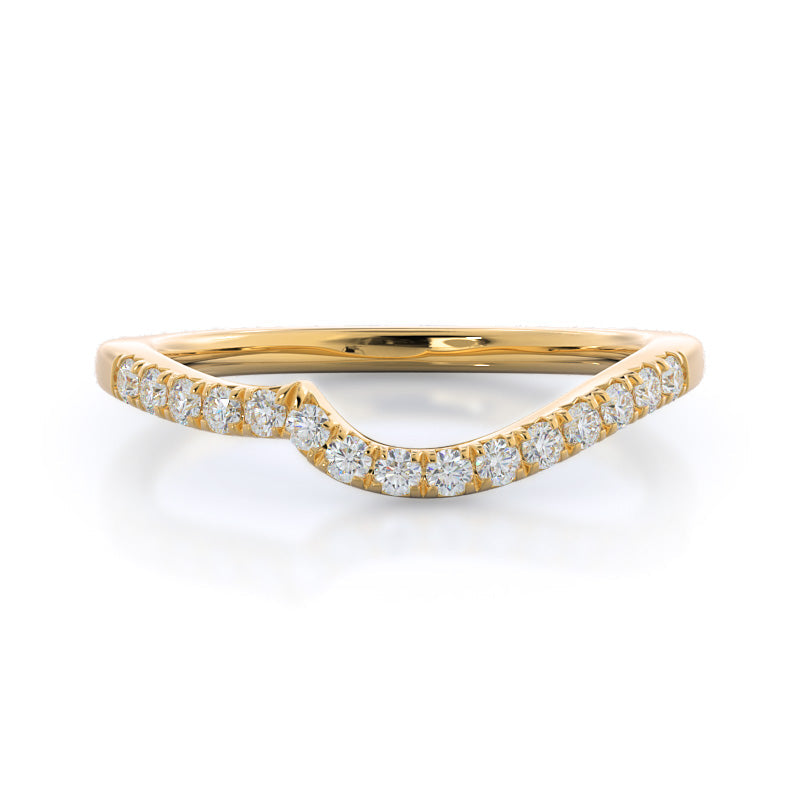 Twisting Halo Tristone Diamond Wedding Band with 18KT Yellow Gold Cut Diamond in 14KT Yellow Gold view 1
