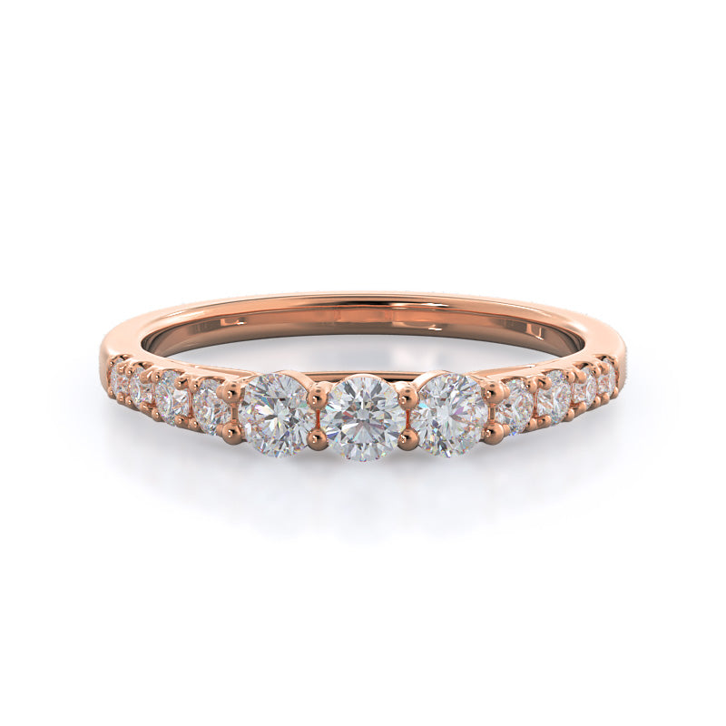Regalia Pave Diamond Wedding Band with 18KT Rose Gold Cut Diamond in 14KT Rose Gold view 1
