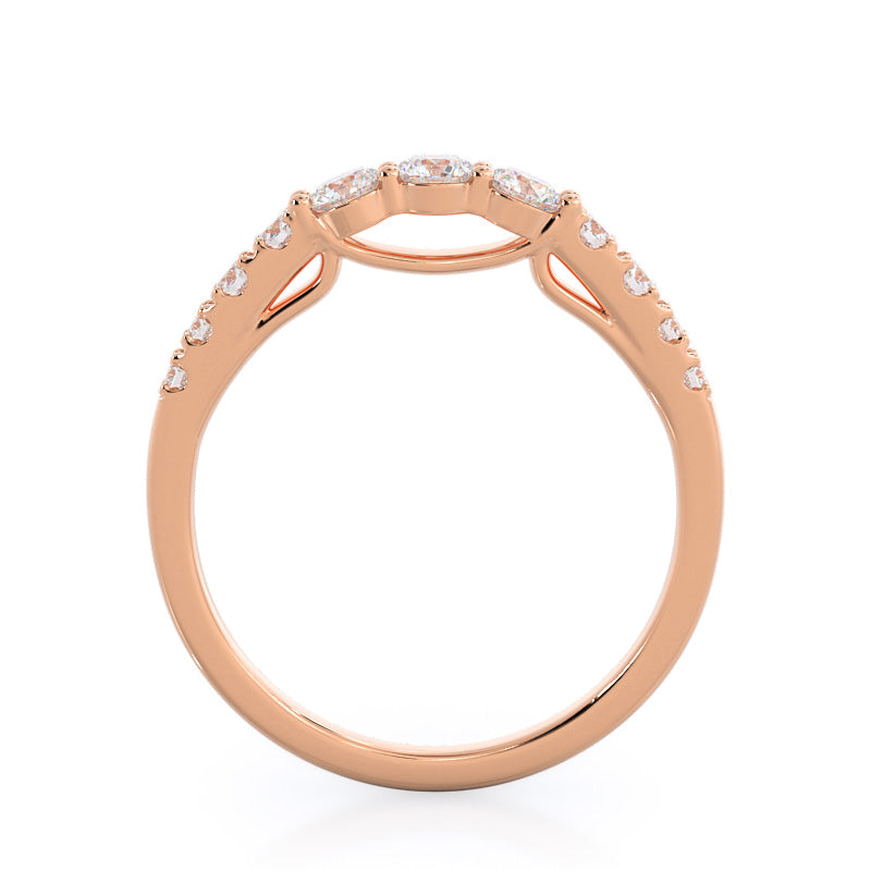 Regalia Pave Diamond Wedding Band with 18KT Rose Gold Cut Diamond in 14KT Rose Gold view 2
