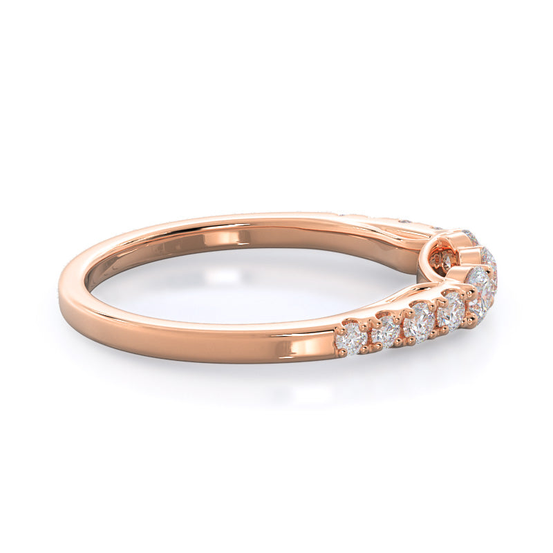 Regalia Pave Diamond Wedding Band with 18KT Rose Gold Cut Diamond in 14KT Rose Gold view 4
