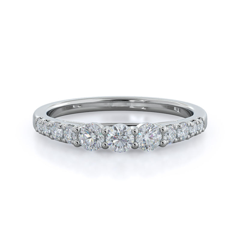 Regalia Pave Diamond Wedding Band with Platinum Cut Diamond in 14KT Platinum view 1
