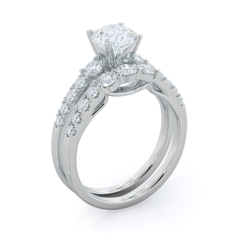 Regalia Pave Diamond Wedding Band with Platinum Cut Diamond in 14KT Platinum view 3
