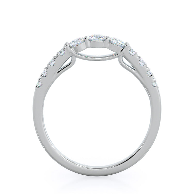 Regalia Pave Diamond Wedding Band with Platinum Cut Diamond in 14KT Platinum view 2

