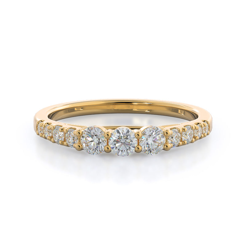 Regalia Pave Diamond Wedding Band with 18KT Yellow Gold Cut Diamond in 14KT Yellow Gold view 1
