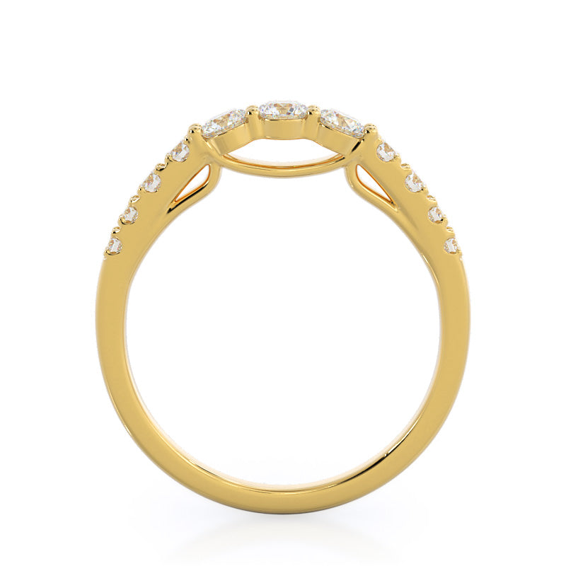 Regalia Pave Diamond Wedding Band with 18KT Yellow Gold Cut Diamond in 14KT Yellow Gold view 2
