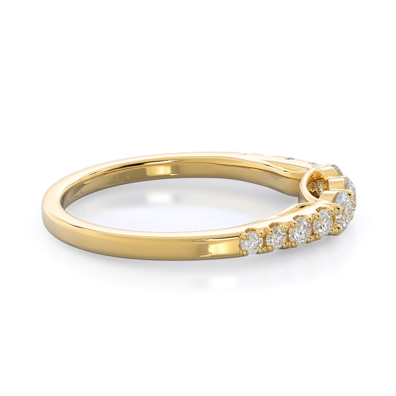 Regalia Pave Diamond Wedding Band with 18KT Yellow Gold Cut Diamond in 14KT Yellow Gold view 4
