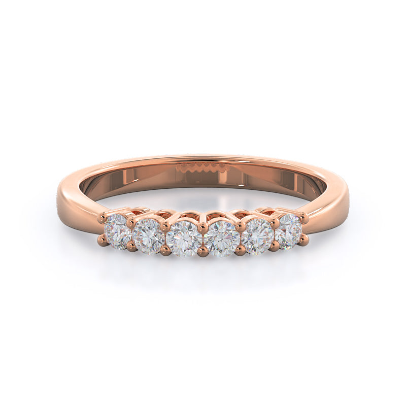 Cluster Side Stone Diamond Wedding Band with 18KT Rose Gold Cut Diamond in 14KT Rose Gold view 1
