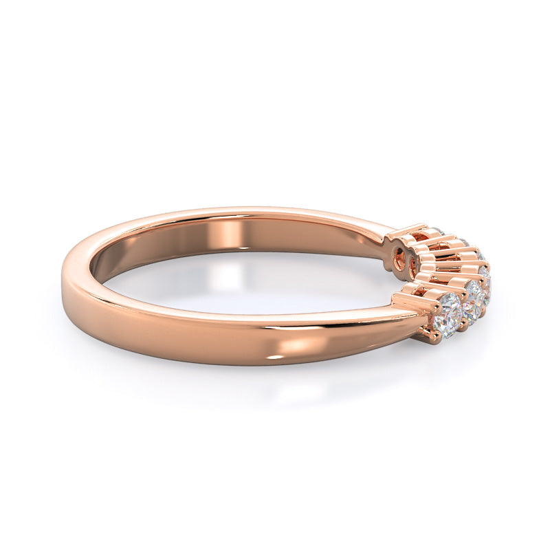 Cluster Side Stone Diamond Wedding Band with 18KT Rose Gold Cut Diamond in 14KT Rose Gold view 4
