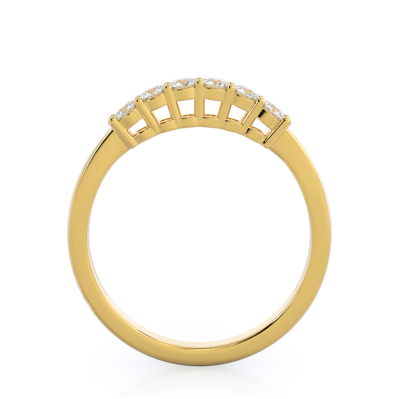 Cluster Side Stone Diamond Wedding Band with 18KT Yellow Gold Cut Diamond in 14KT Yellow Gold view 2
