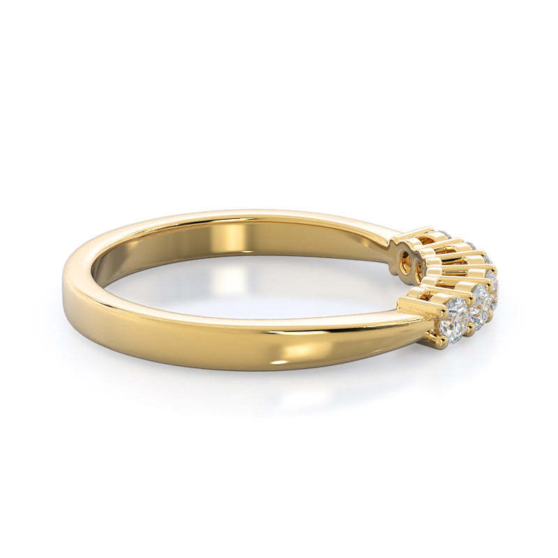 Cluster Side Stone Diamond Wedding Band with 18KT Yellow Gold Cut Diamond in 14KT Yellow Gold view 4
