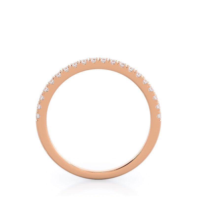 Petite Three Stone Diamond Wedding Band with 18KT Rose Gold Cut Diamond in 14KT Rose Gold view 2

