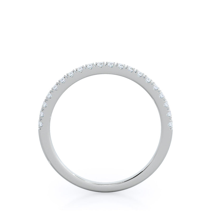 Petite Three Stone Diamond Wedding Band with Platinum Cut Diamond in 14KT Platinum view 2
