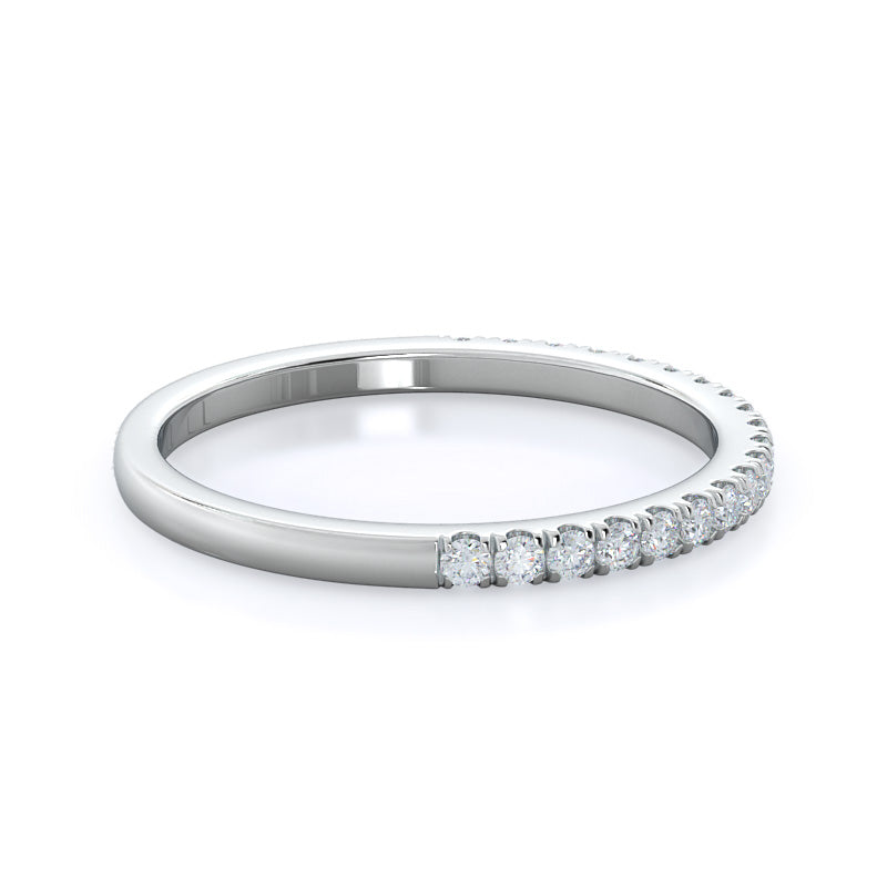 Petite Three Stone Diamond Wedding Band with Platinum Cut Diamond in 14KT Platinum view 4
