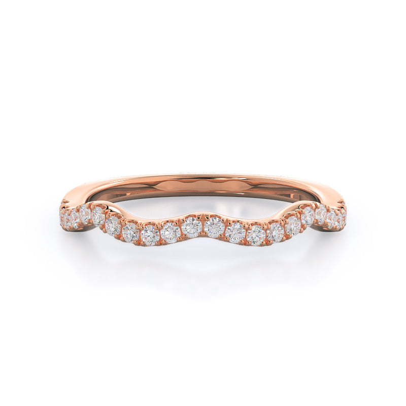 Twisted Weaving Diamond Wedding Band (Single Row) with 18KT Rose Gold Cut Diamond in 14KT Rose Gold view 1
