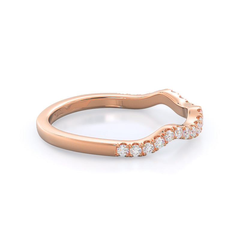 Twisted Weaving Diamond Wedding Band (Single Row) with 18KT Rose Gold Cut Diamond in 14KT Rose Gold view 4
