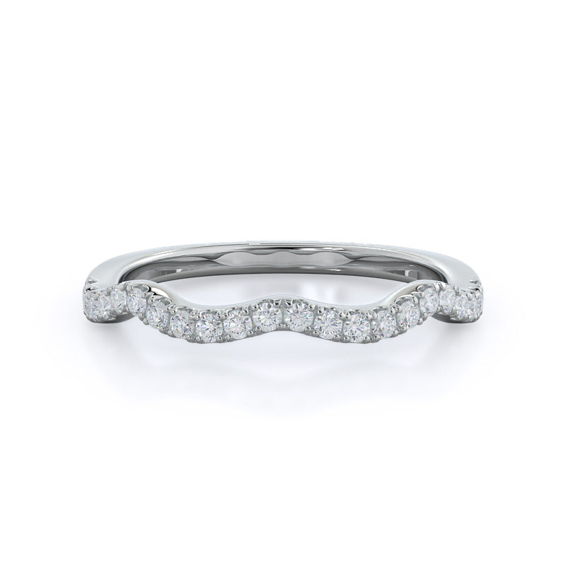 Twisted Weaving Diamond Wedding Band (Single Row) with Platinum Cut Diamond in 14KT Platinum view 1
