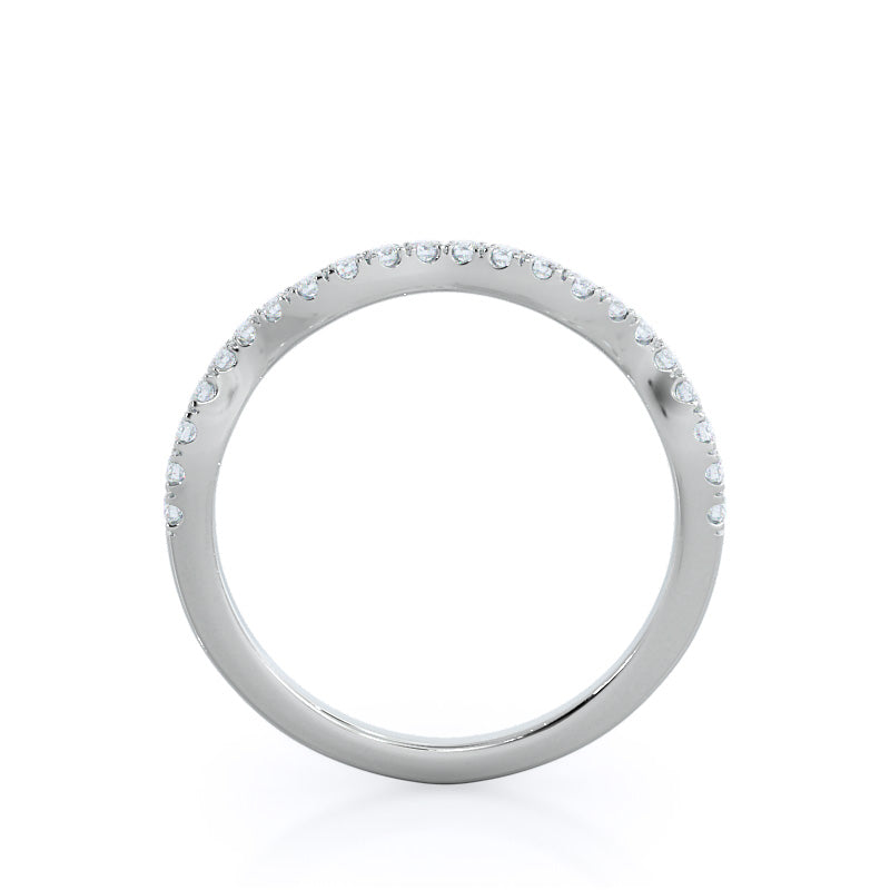 Twisted Weaving Diamond Wedding Band (Single Row) with Platinum Cut Diamond in 14KT Platinum view 2
