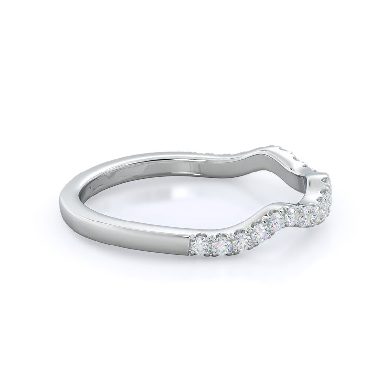 Twisted Weaving Diamond Wedding Band (Single Row) with Platinum Cut Diamond in 14KT Platinum view 4
