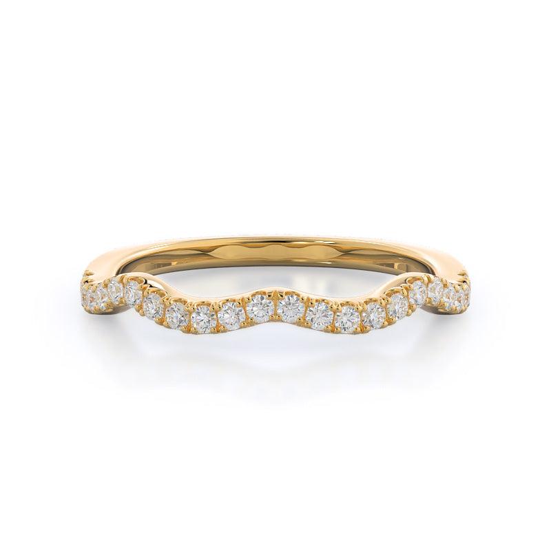 Twisted Weaving Diamond Wedding Band (Single Row) with 18KT Yellow Gold Cut Diamond in 14KT Yellow Gold view 1
