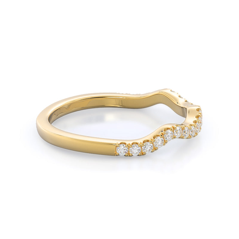 Twisted Weaving Diamond Wedding Band (Single Row) with 18KT Yellow Gold Cut Diamond in 14KT Yellow Gold view 4
