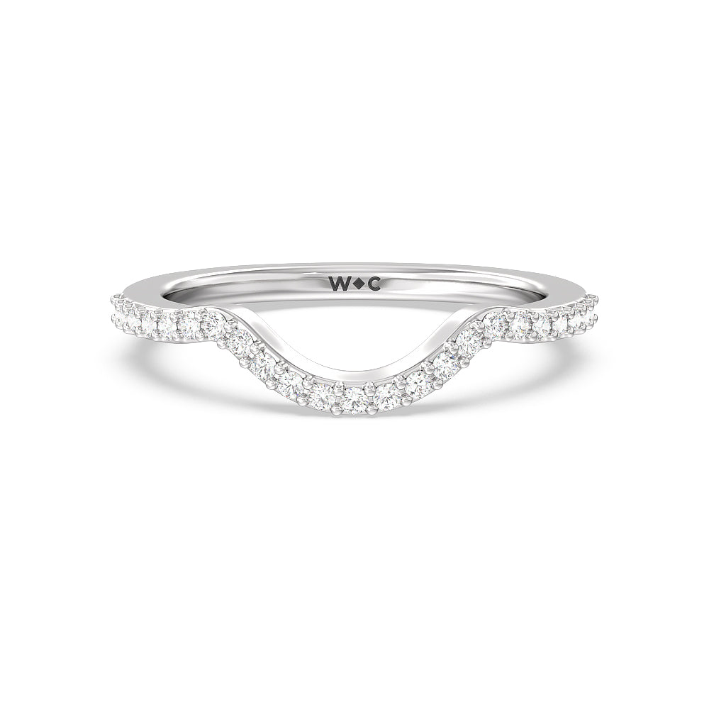 Vintage Glamour Leaf Diamond Wedding Band with Platinum Cut Diamond in 14KT Platinum view 1
