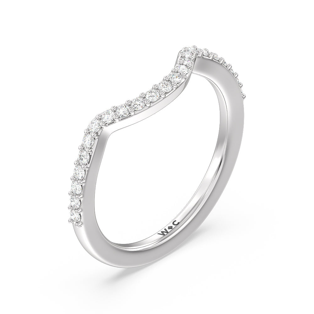 Vintage Glamour Leaf Diamond Wedding Band with Platinum Cut Diamond in 14KT Platinum view 4
