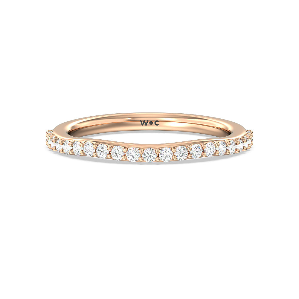 Vintage Spring Halo Diamond Wedding Band with 18KT Rose Gold Cut Diamond in 14KT Rose Gold view 1
