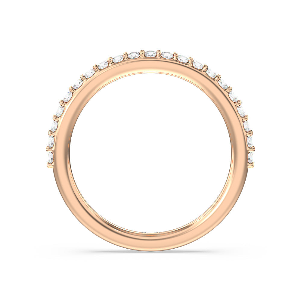 Vintage Spring Halo Diamond Wedding Band with 18KT Rose Gold Cut Diamond in 14KT Rose Gold view 2

