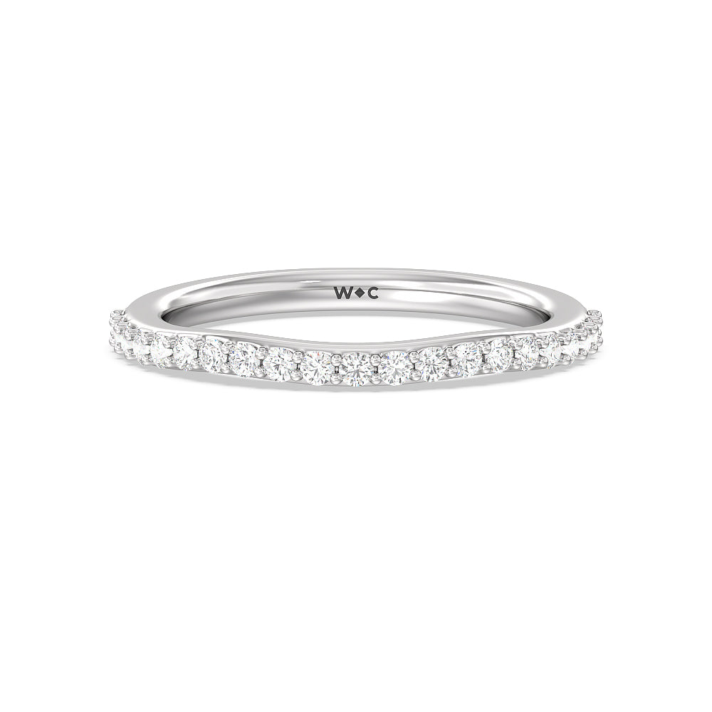 Vintage Spring Halo Diamond Wedding Band with Platinum Cut Diamond in 14KT Platinum view 1
