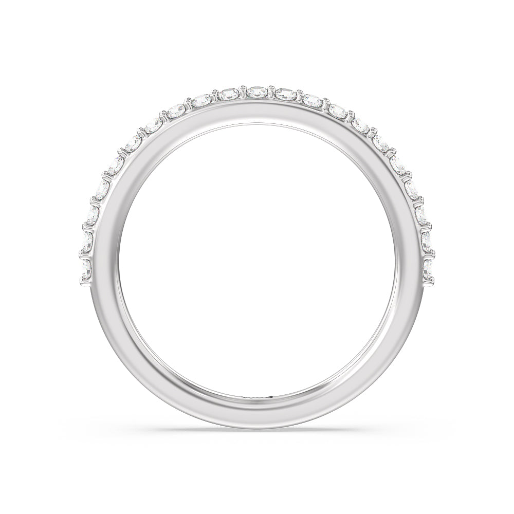 Vintage Spring Halo Diamond Wedding Band with Platinum Cut Diamond in 14KT Platinum view 2
