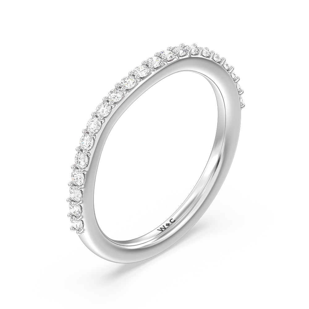 Vintage Spring Halo Diamond Wedding Band with Platinum Cut Diamond in 14KT Platinum view 4
