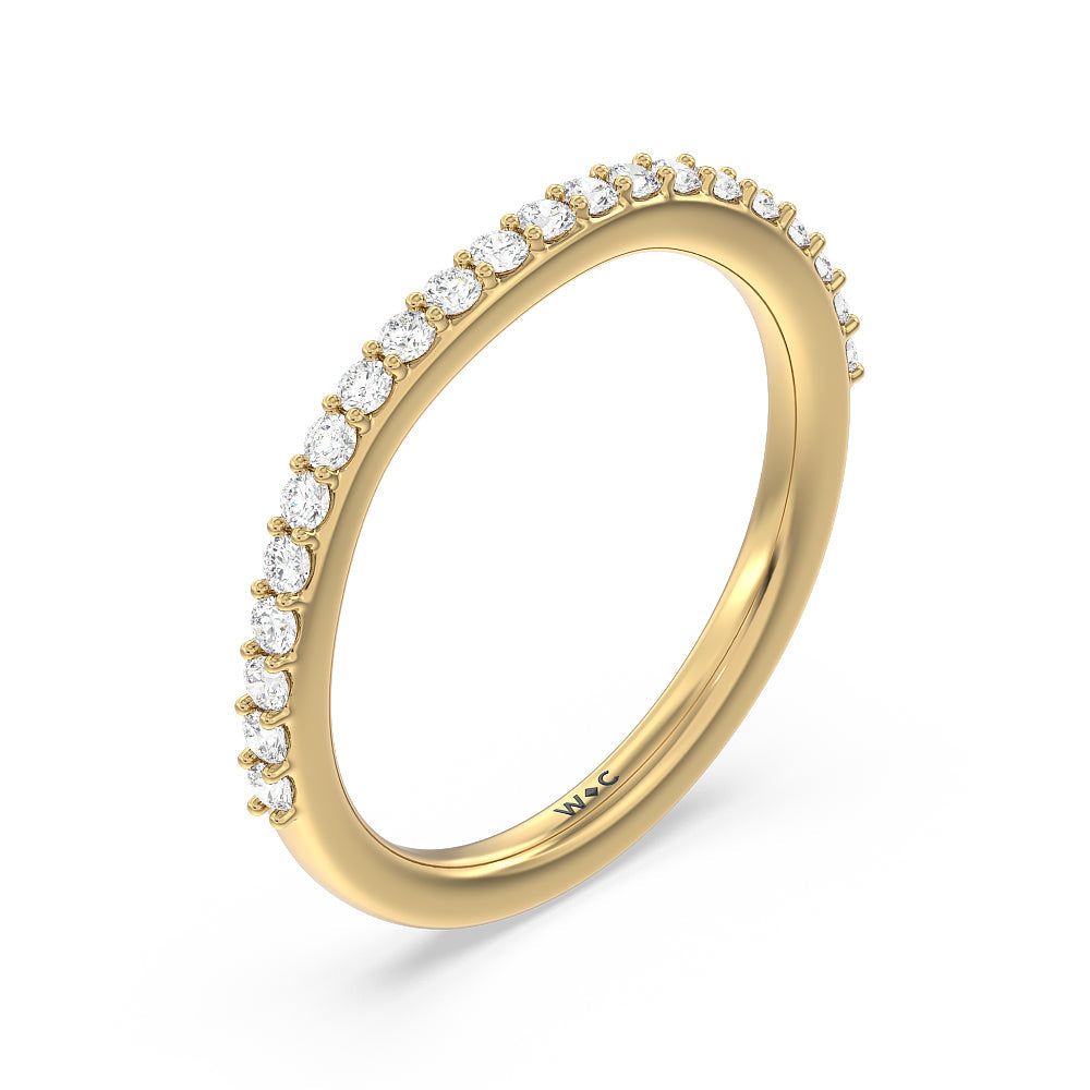 Vintage Spring Halo Diamond Wedding Band with 18KT Yellow Gold Cut Diamond in 14KT Yellow Gold view 4
