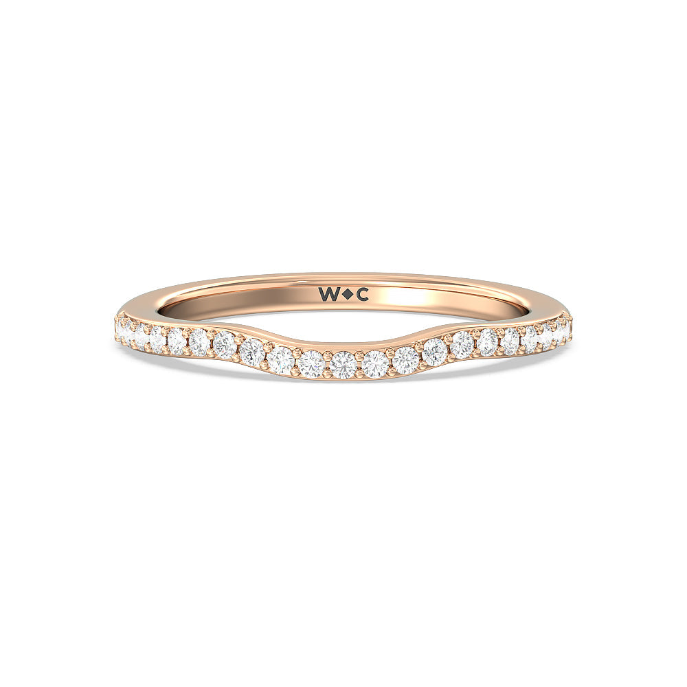 Vintage Glamour Halo Diamond Wedding Band with 18KT Rose Gold Cut Diamond in 14KT Rose Gold view 1
