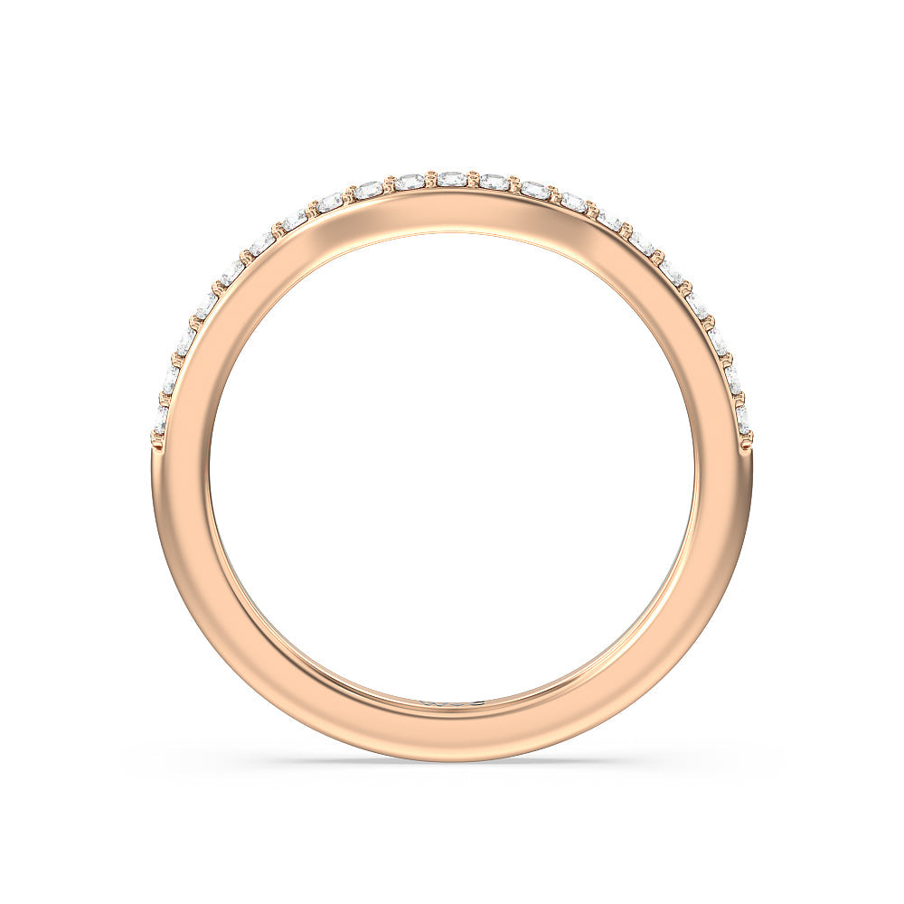 Vintage Glamour Halo Diamond Wedding Band with 18KT Rose Gold Cut Diamond in 14KT Rose Gold view 2
