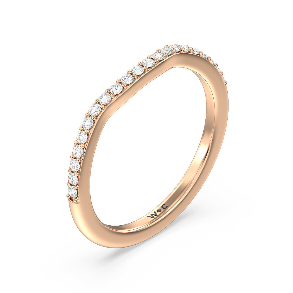 Vintage Glamour Halo Diamond Wedding Band with 18KT Rose Gold Cut Diamond in 14KT Rose Gold view 4
