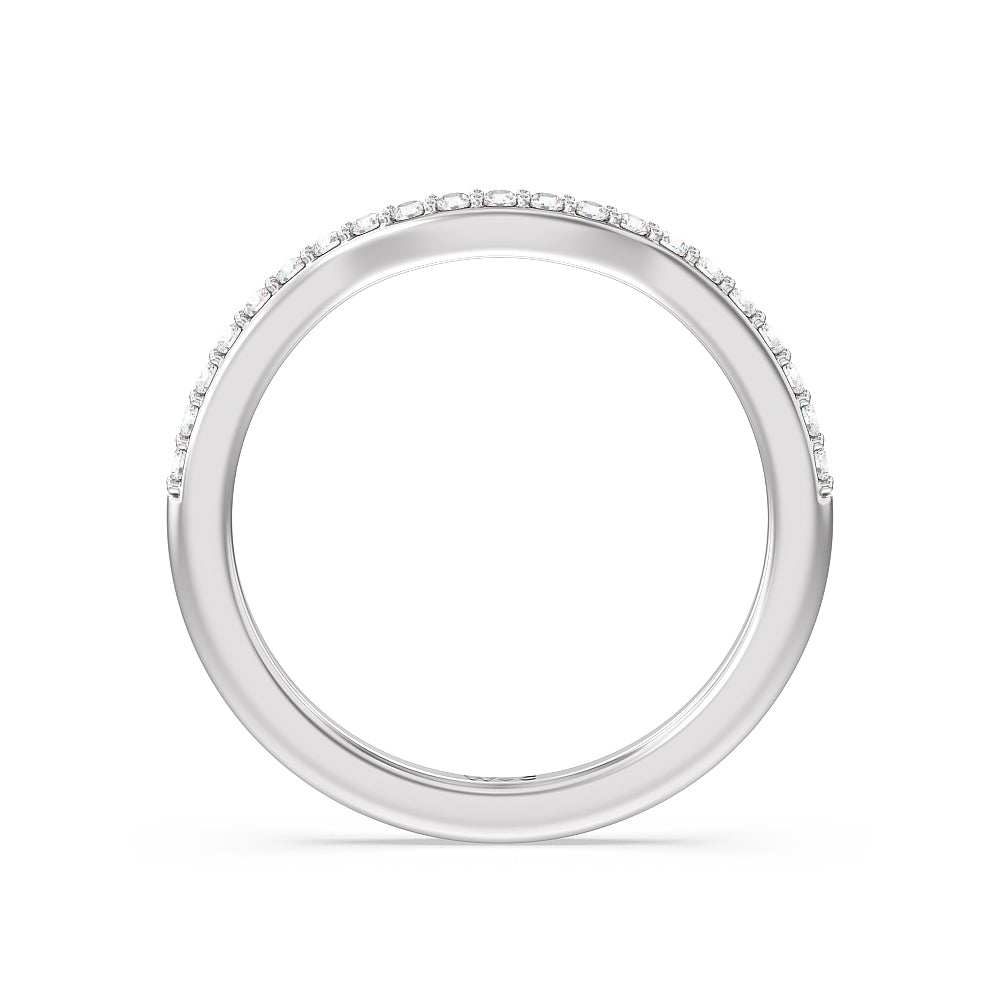 Vintage Glamour Halo Diamond Wedding Band with Platinum Cut Diamond in 14KT Platinum view 2
